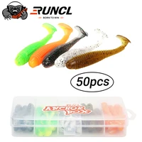 runcl 50pcs 75mm silicone baits swimbaits shad paddle tail worms soft fishing lures wobblers fishing tackle 2021