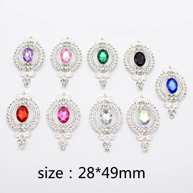 

Изысканные акриловые пуговицы стразы из сплава 28*49 мм 5 шт. свадебное украшение «сделай сам» с плоской задней поверхностью для скрапбукинга ...