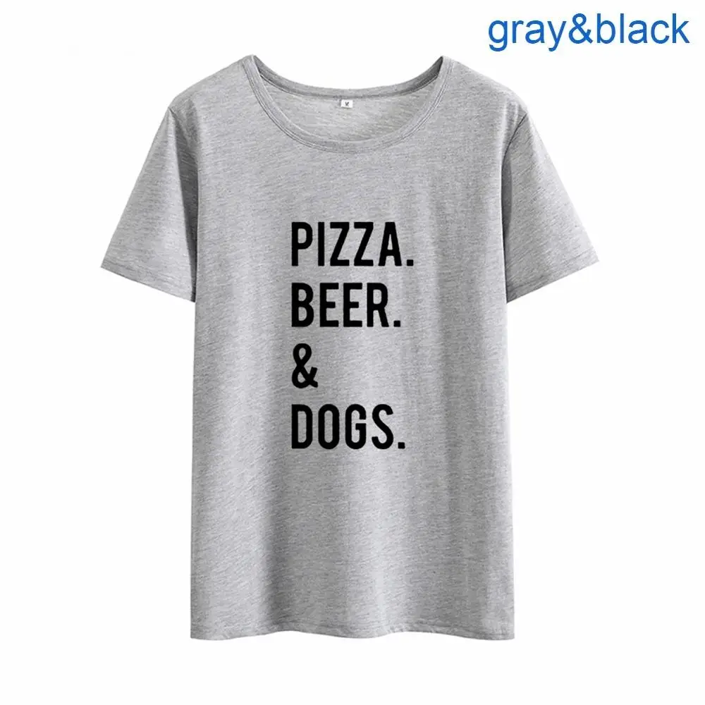 Женская футболка с принтом пиццы пивных собак летняя хлопковая коротким рукавом