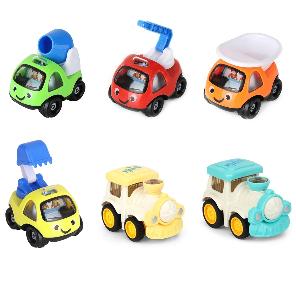 

Pull Back Vehicles Models Funny Kawaii Inertial Car Toy Mixer Truck Train Crane Electronic Mini Simulated Kits Toys