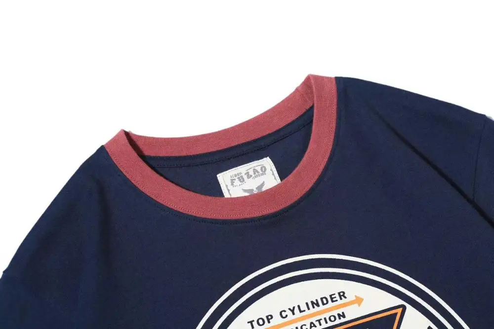 Мужские контрастные цветные принты с коротким рукавом темно-синяя футболка