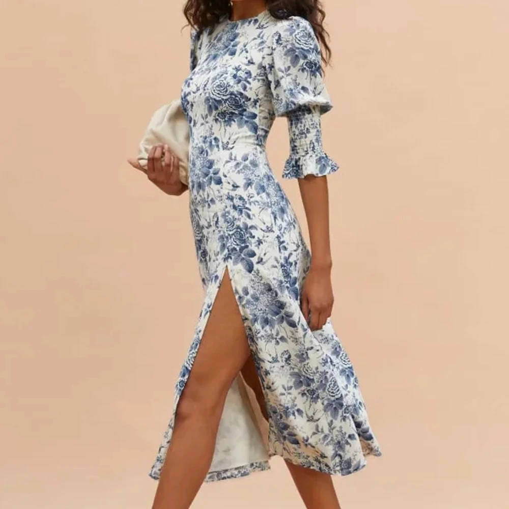 2021 летняя футболка с круглым вырезом в стиле Бохо Разделение платья модные