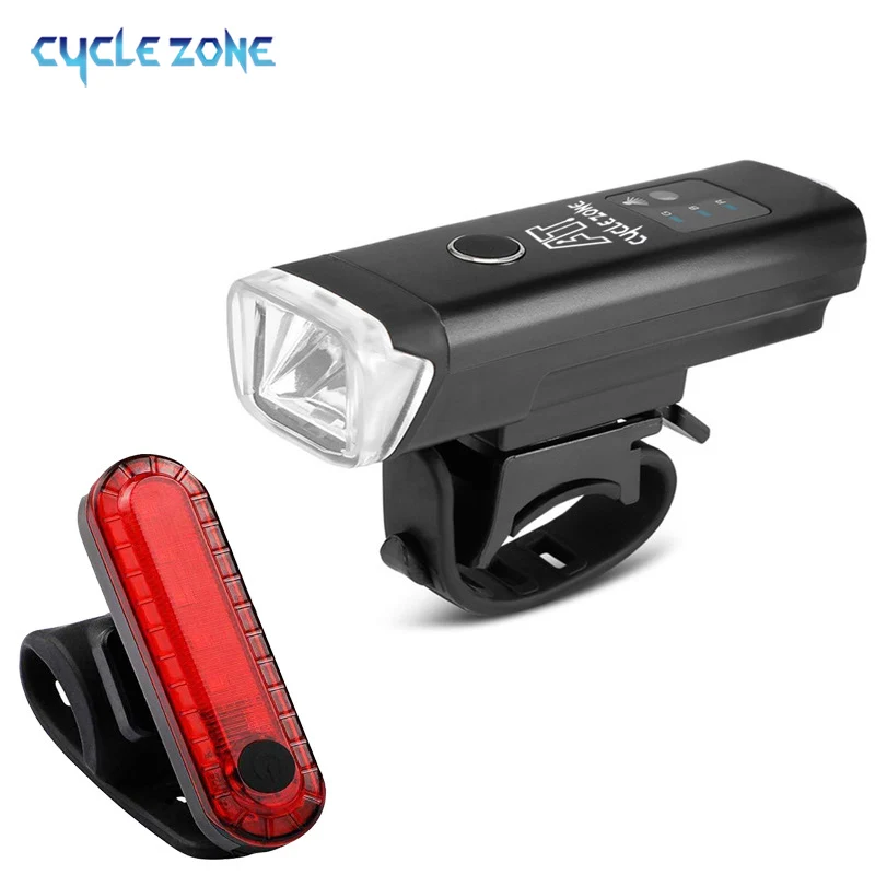 

USB Rechargeable Bike Light Set 4 Modes Super Bright Headlight with Tail Light LED Lamp Suitable for All Mountain Road Bicycles