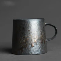 japanese kiln black gold handle master tea cup handmade antique coarse pottery coffee milk tea cup