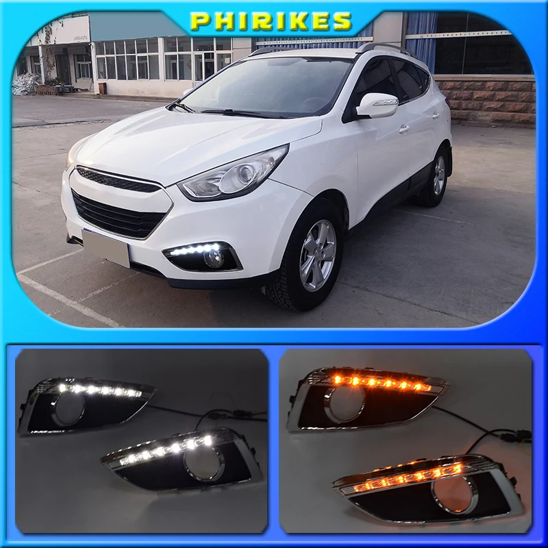 

Для Hyundai IX35 2010 - 2013 светодиодный DRL Дневной светильник Водонепроницаемый сигнальная лампа стайлинга автомобилей светильник s