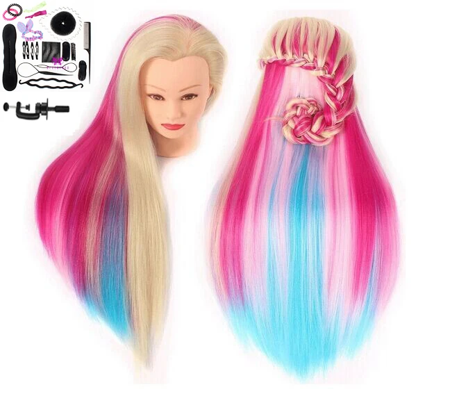 Длинные толстые красочные волосы манекен голова для обучения косички Прически