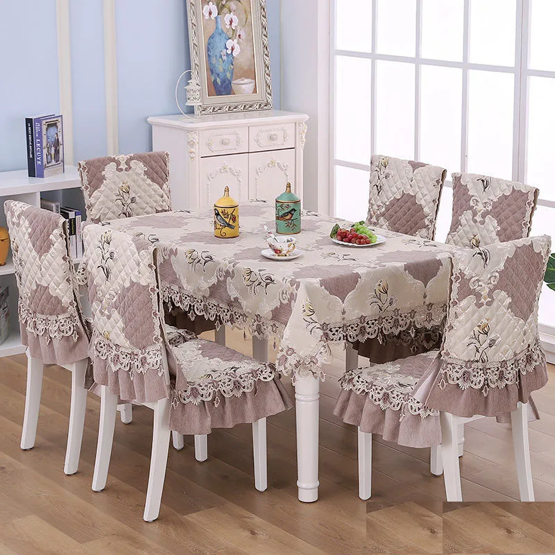 

Elegant Table Cloth Four Seasons Dinning Table Cover Set Party Decor Lace Tablecloth European Style Chair Cushion Home Textiles