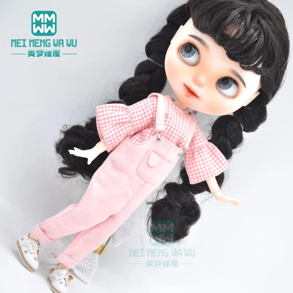 Одежда для куклы Blyth модное платье на бретельках юбка в клетку высокие каблуки Azone