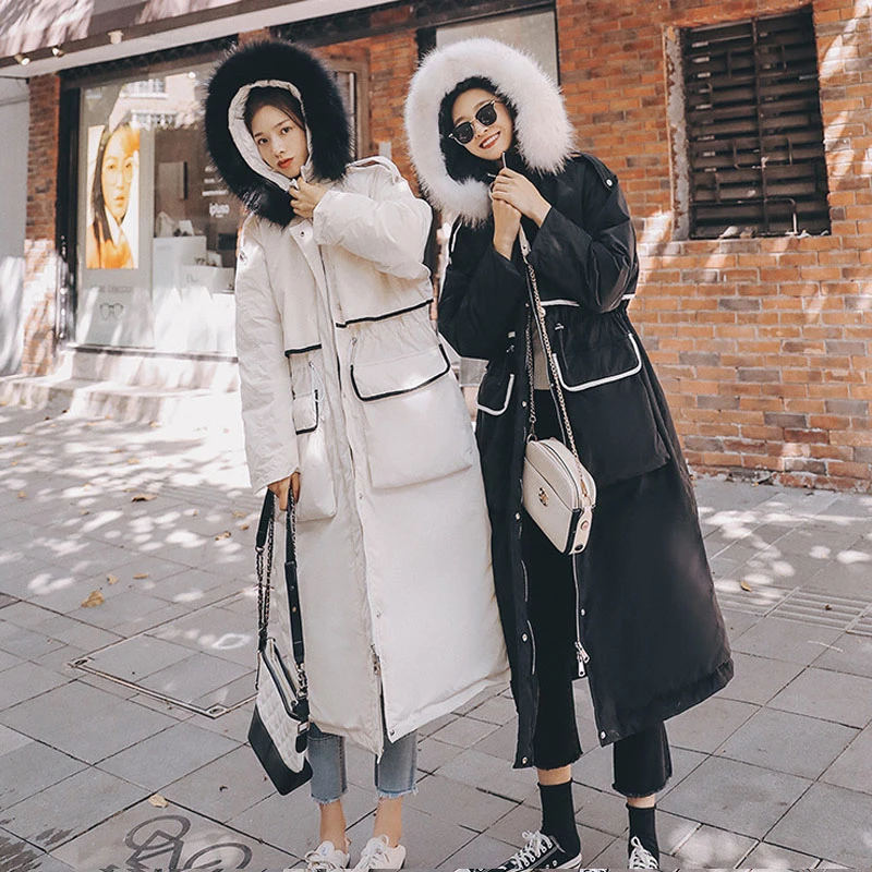 Новинка 2021 Зимняя женская длинная куртка на хлопковом наполнителе теплая