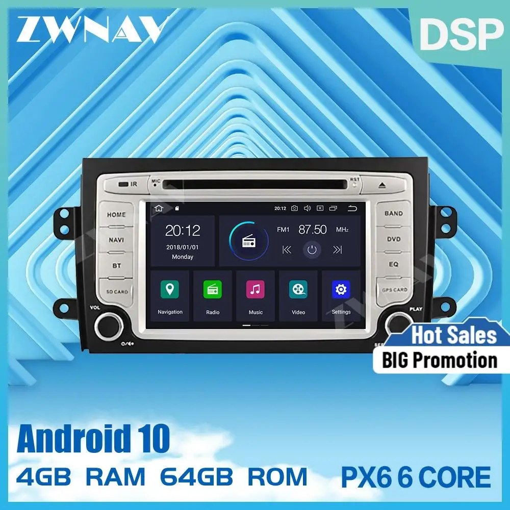 PX6 DSP IPS 4 + 64G Android 10 0 Автомобильный GPS навигатор радио аудио стерео для Suzuki SX4 2006 2010 DVD