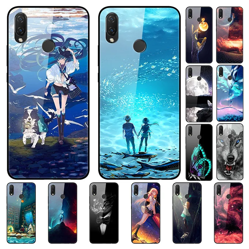 

Case For Huawei Nova 3i Back Phone Cover Black Silicone Bumper With Tempered Glass Series 3