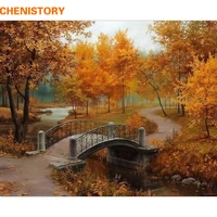 chenistory autumn landscape diy painting by numbers kits drawing painting by numbers acrylic paint on canvas for room artwork