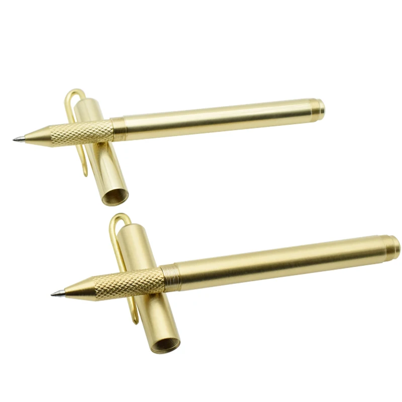 

Full Brass Gel Pen 0.7mm Black Ink Smooth Handwriting Stationery Minute Surface And Dull Polish Office Calligraphy Supplies Gift