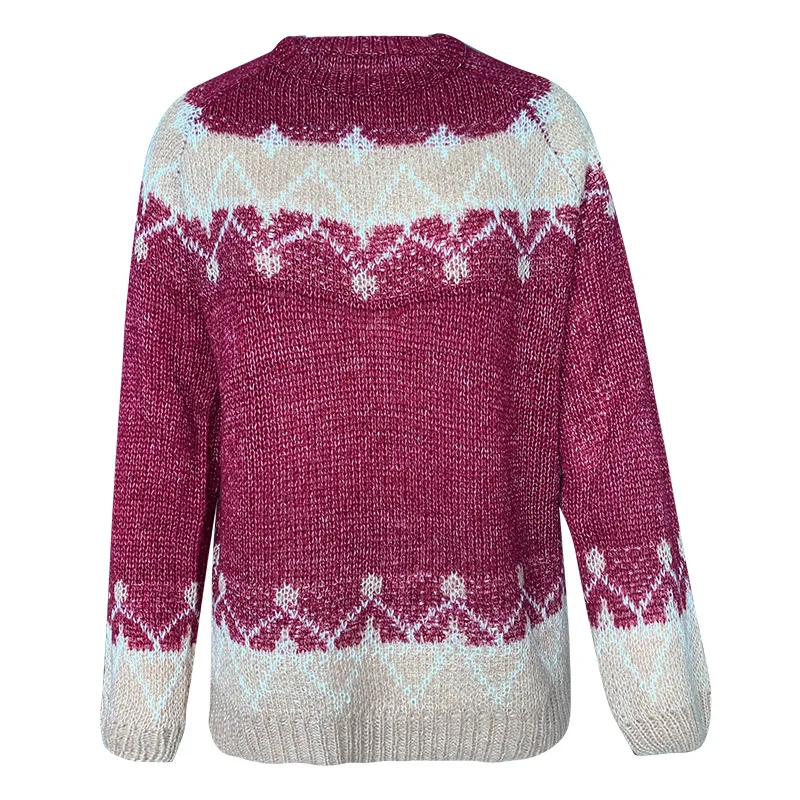 

2021 New Women's Autumn And Winter Casual Loose Mohair Coarse Knit Jacquard Women's Sweater