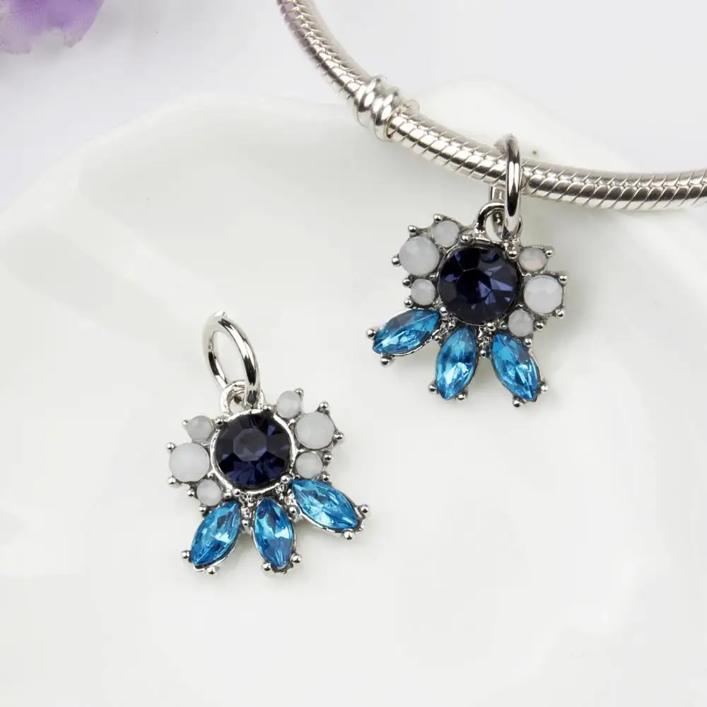 Подвеска кошачий глаз с синими кристаллами Бусина Подходит Для шармов Pandora