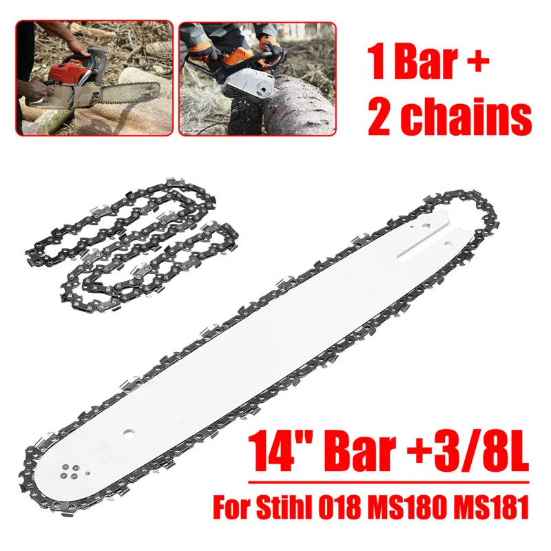 

14 inch Chain Saw Guide Bar With 2Pcs 14" 50 DL 3/8 LP Electric Chainsaw Chains Steele Stihl For Steele Stihl 018 MS180 MS181