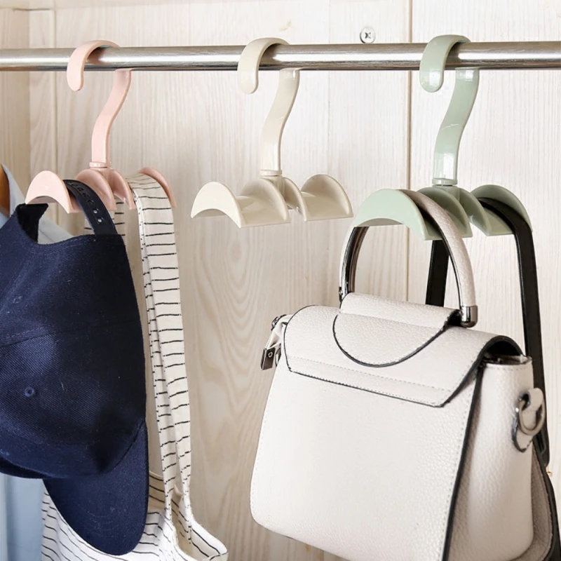 

Rotation Closet Organizer Rod Hanger Handbag Storage Purse Hanging Rack Organizer Hooks Organizer Home Accessories
