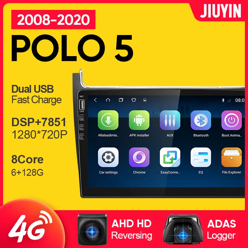 Автомагнитола JIUYIN 1 din android для vw Volkswagen POLO 5 2008 2020 мультимедийный видеоплеер