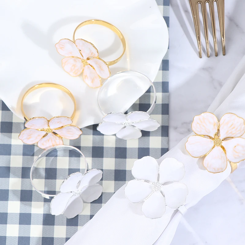 

6 шт., свадебные Простые Кольца для салфеток с цветком, 5 лепестков