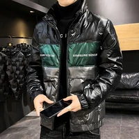 2021 top grade winter white duck down jacket parka casual mens shiny short stand up collar down coats youth streetwear clothing