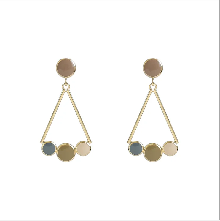 

Morandi color earrings female simple wild needle temperament long earrings 2020 new earrings