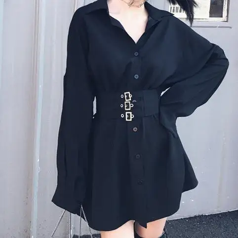 Kawaii худи Harajuku Длинная толстовка юбка женские черные толстовки в стиле панк