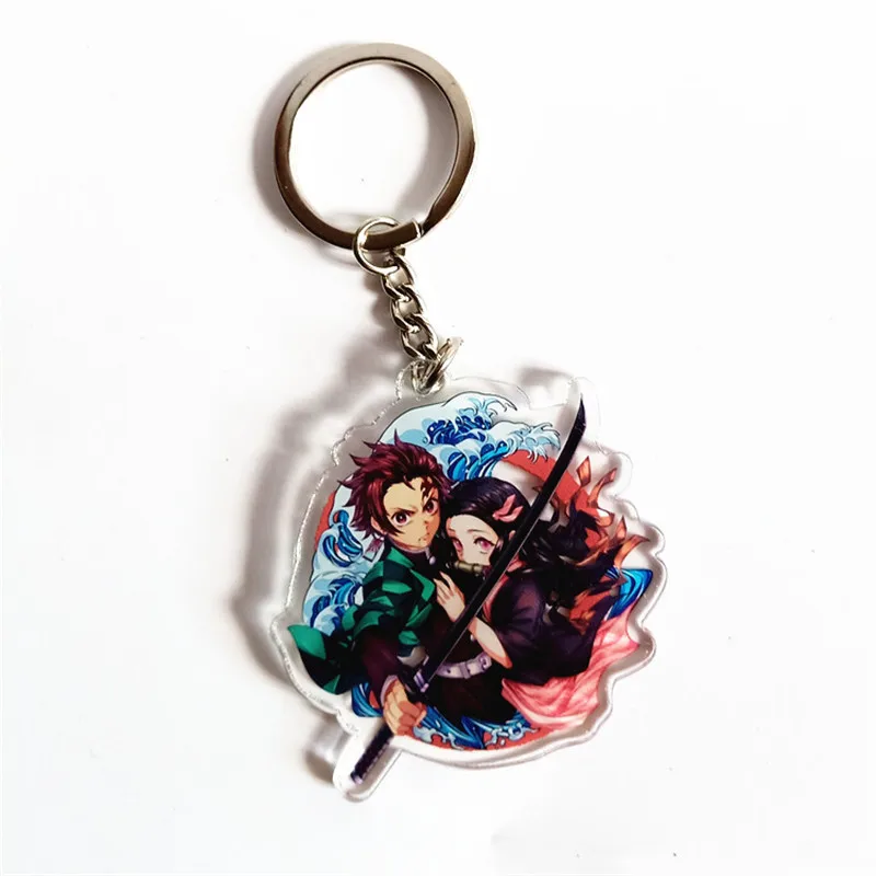 

12pcs Anime Demon Slayer Kimetsu no Yaiba Kamado Tanjirou Cosplay prop Keychain Kamado Nezuko Acrylic lovely key chain keyring