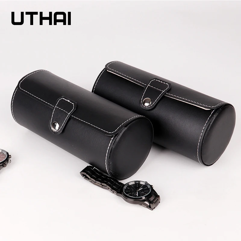 UTHAI U02 коробка для часов из искусственной кожи 3 битная цилиндрическая