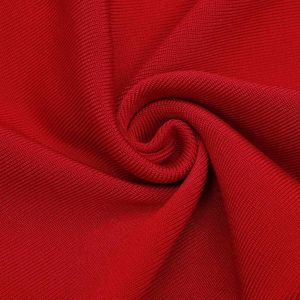 

PB Chic Red Mini Dress Ruffles Design Square Collar Long Sleeves Celebrity Party Club Bandage Vestido
