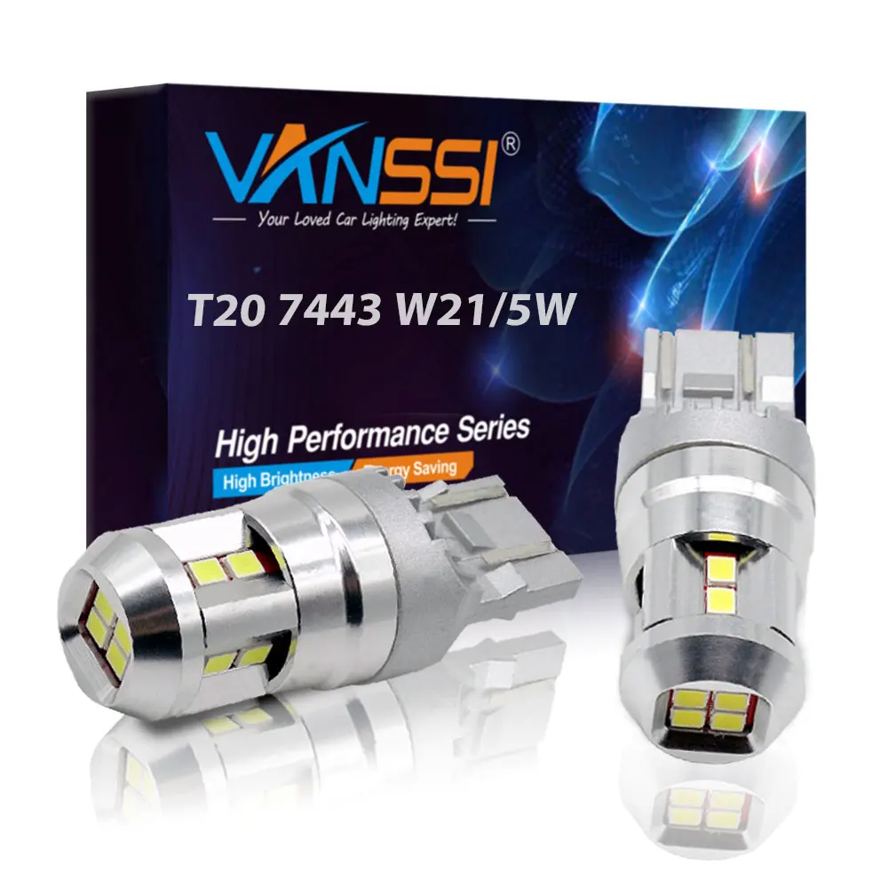 Светодиодные лампы VANSSI T20 7441 7443 7444 992 W21/5 Вт яркие белые светодиодные ходовые огни