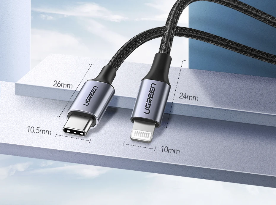 Ugreen usb type c к lightning Кабель Apple MFI Сертифицированный для iPhone 11 pro xs xr 8 7 6s plus 5 ipad зарядное устройство PD Быстрая зарядка 18 Вт