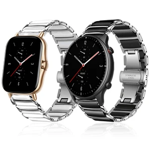 Stainless steel ceramic strap for huami amazfit gtr 2 gtr2 wrist band for xiaomi amazfit gts 2 gts2 replace watchband bracelet 1 Item image