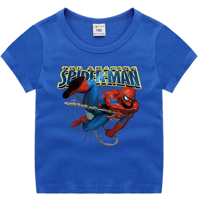 Футболка для мальчиков и девочек из 2021 хлопка с героями мультфильмов Марвел 100% |