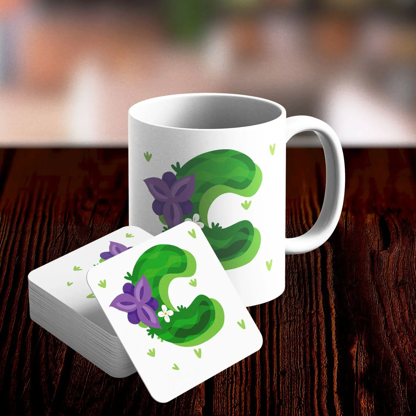 

C Letter Design Mug and Cup Coaster Set