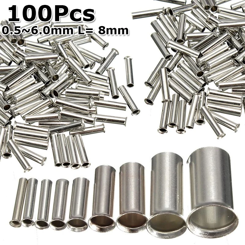 100/600 шт. Олова покрытием Медь неизолированная обжимных клемм 0.5mm2-6.0mm2 обжимной Наконечники конец шнура Электрический провод Соединительный кабель