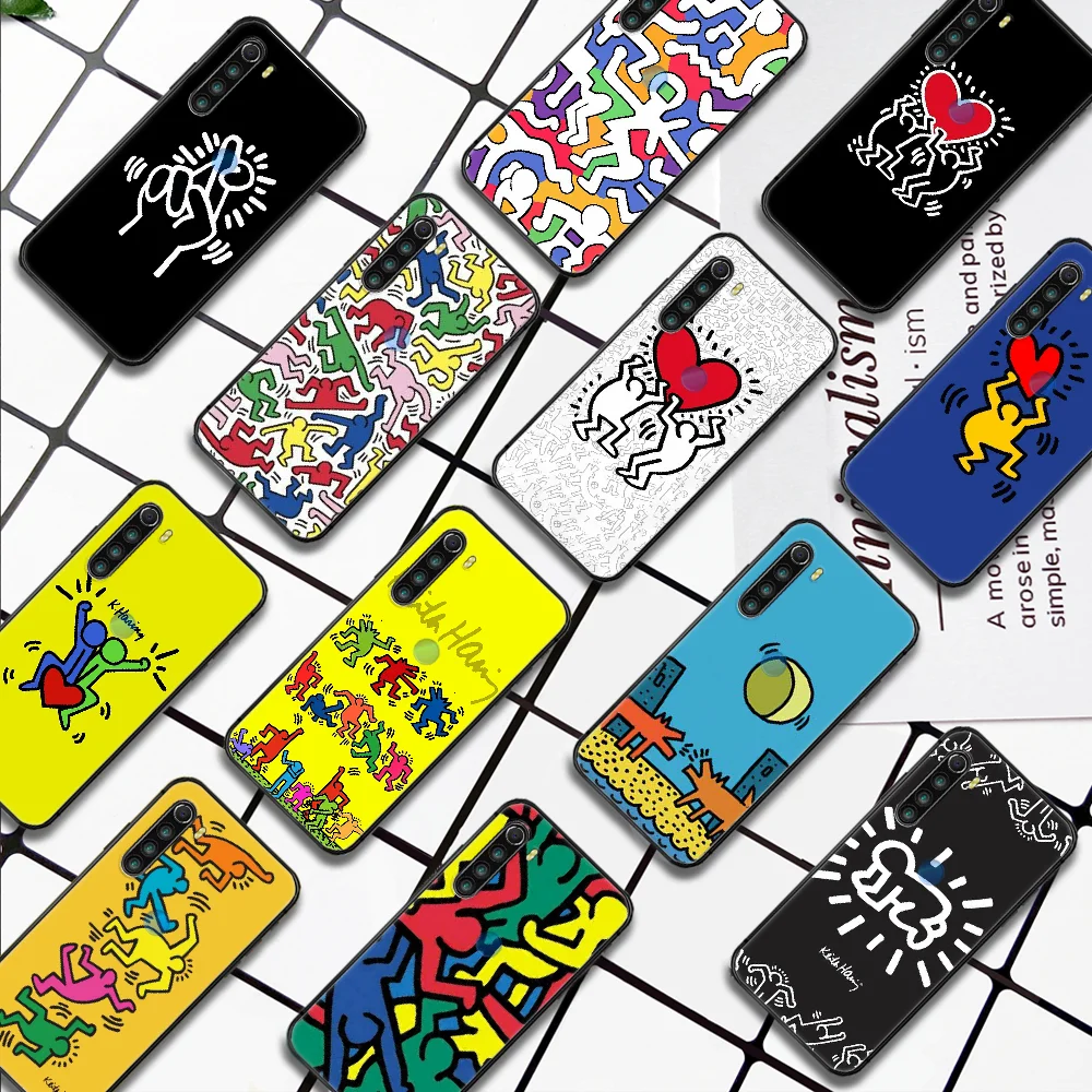 

Fashion Keith Harings art abstract Phone Case For Xiaomi Redmi Note 7 8 8T 9 9S 4X 7 7A 9A K30 Pro Ultra black Waterproof Pretty