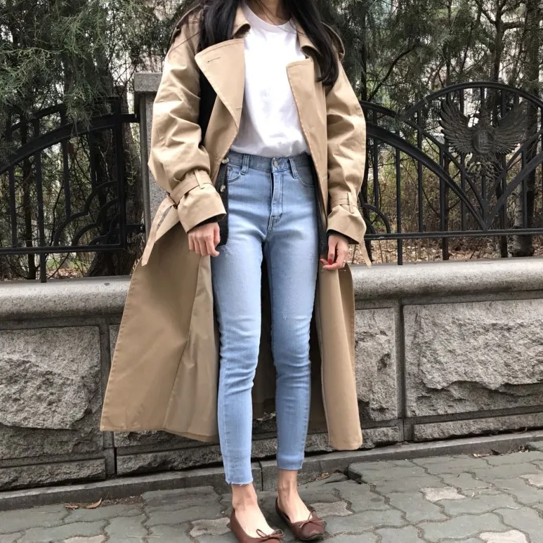

New Loose Oversize Girls Women Trenches Double Breasted Outwear Coat Windbreaker Long Womens Trench Winter Overcoats Plus Size