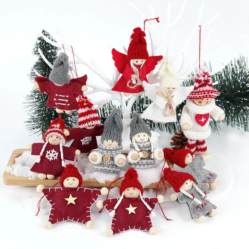 

2pcs Cute Christmas Knitted Angel Doll Pendant Xmas Tree Ornament Christmas Decoration for Home Natal 2022 Navidad New Year Gift