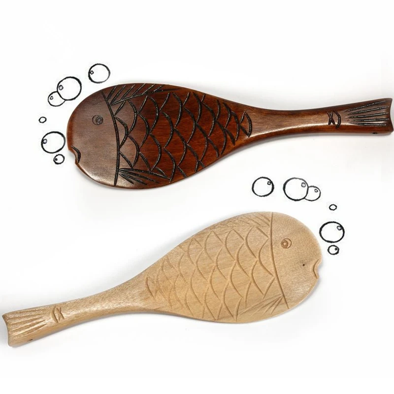 Деревянная рисовая ложка в форме рыбы ковш антипригарная для еды японское весло