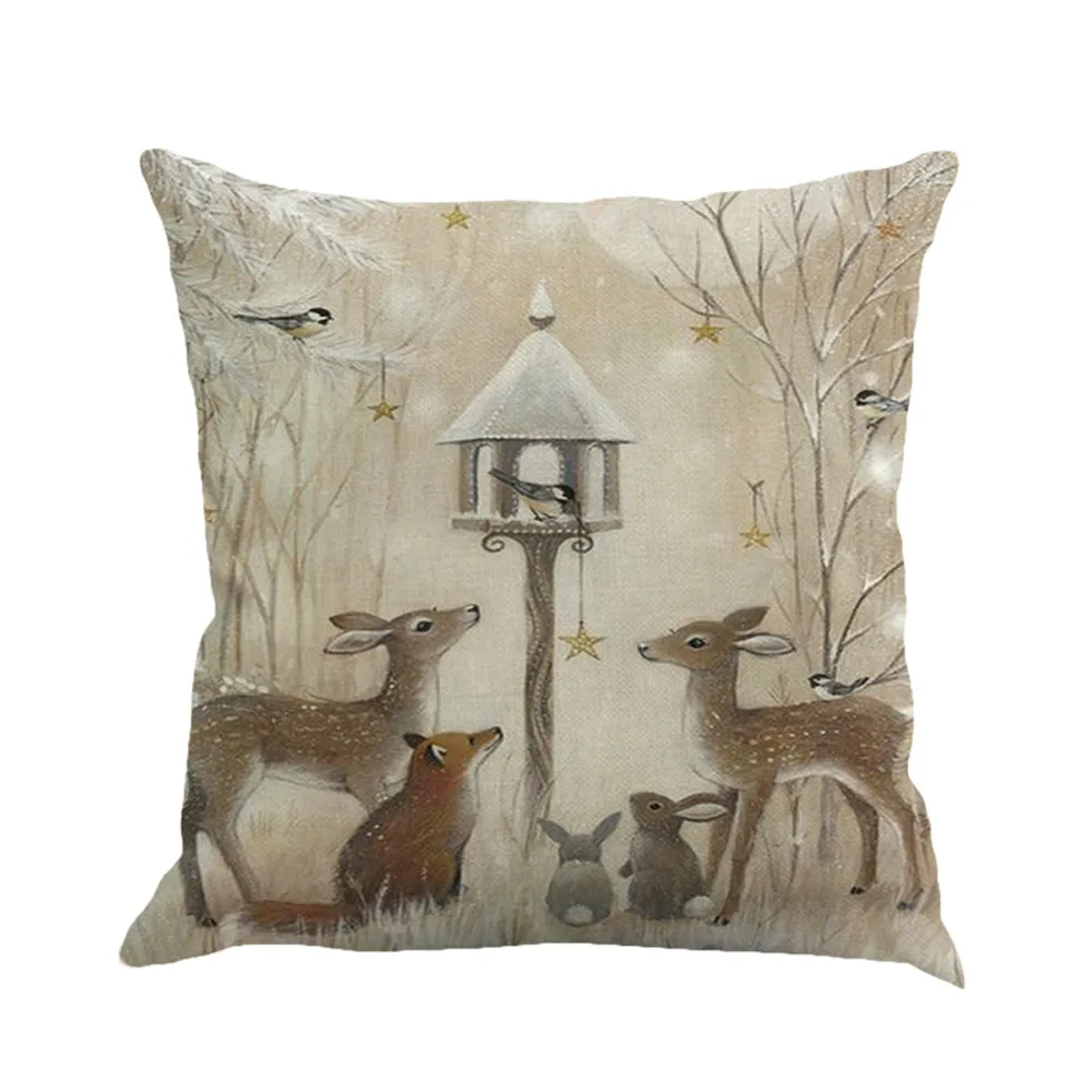 Рождественский принт окрашенная подушка чехол для дивана кровати украшение дома