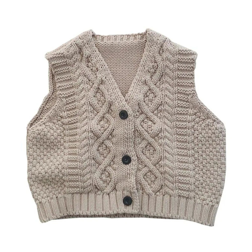 

Детская верхняя одежда, однотонный жилет с V-образным вырезом, детская эксклюзивная одежда, вязаный кардиган унисекс для мальчиков и девоче...