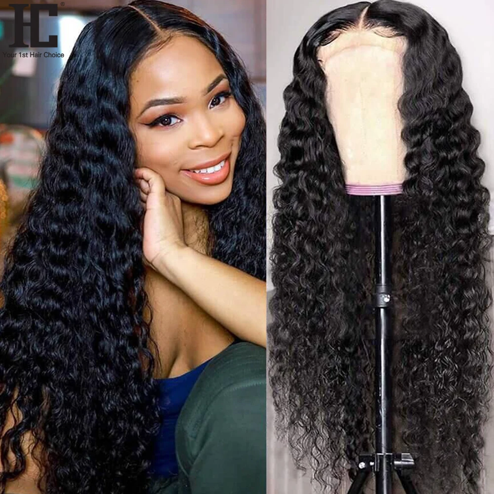 

Brazilian Deep Wave Curly Wig 13x4 Lace Front Human Hair Wigs Pre Plucked Glueless Remy 4x4 Lace Closure Wig 8-26 Inch 150%