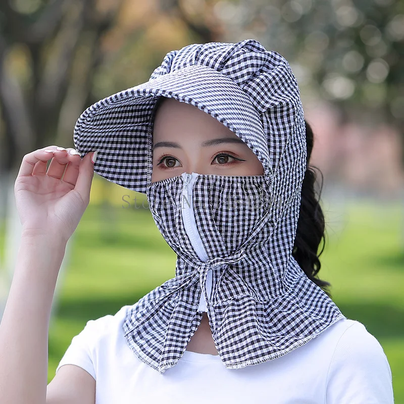 Новый Для женщин шляпа от солнца мульти Функция анти УФ летняя Женская Полосатая