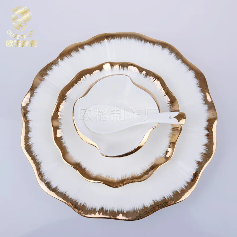 

Chinese bone plate set, steak tableware service, decorative pattern of hotel rooms, special features