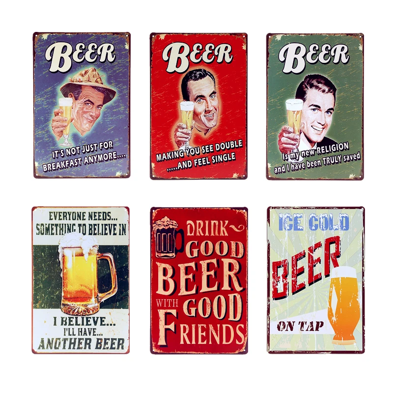 

Drink Good Beer With Good Friend Metal Plate Vintage Wine Drink Tin Signs For Bar Pub Club Garage Wall Art Painting Plaque YN020