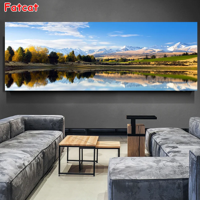 

Large snow mountain, lake natural landscape 5D diamond painting wall art square, round diamond painting embroidery decor PP950