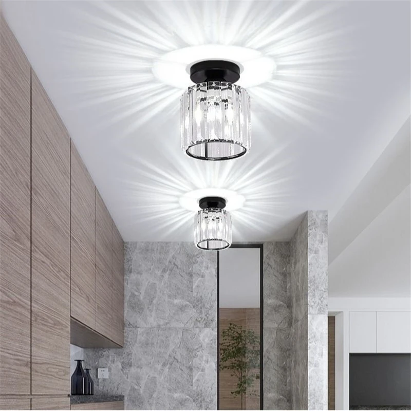 

Light luxury Modern Minimalist Crystal Ceiling Light Creative Round/Square Style E27 Ceiling Lamp For Corridor Home Cloakroom