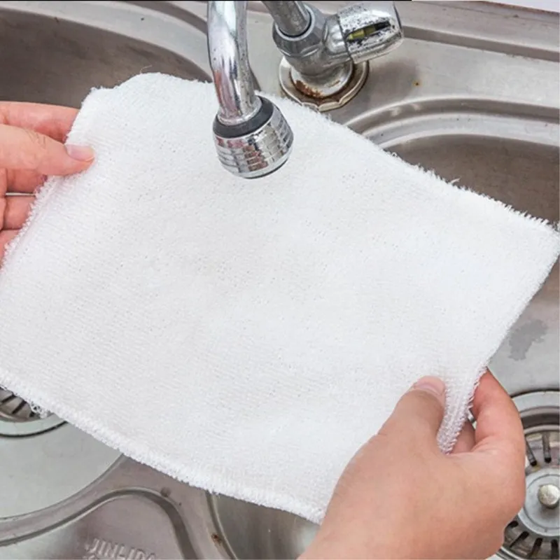 

10Pcs Bamboo Wipes Kitchen Dishcloths Cleaning Dish cloth Nonstick Oil Lint-Free Wiping Rags Magic Cleaning Dishrags
