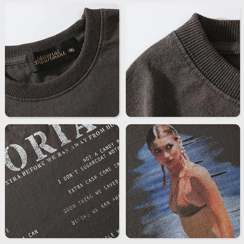 

FOJAGANTO 2021 Men's Summer New T-Shirt Film Lens Printing Round Neck Top Fashion Trend Loose Short-Sleeved T-Shirt for Men