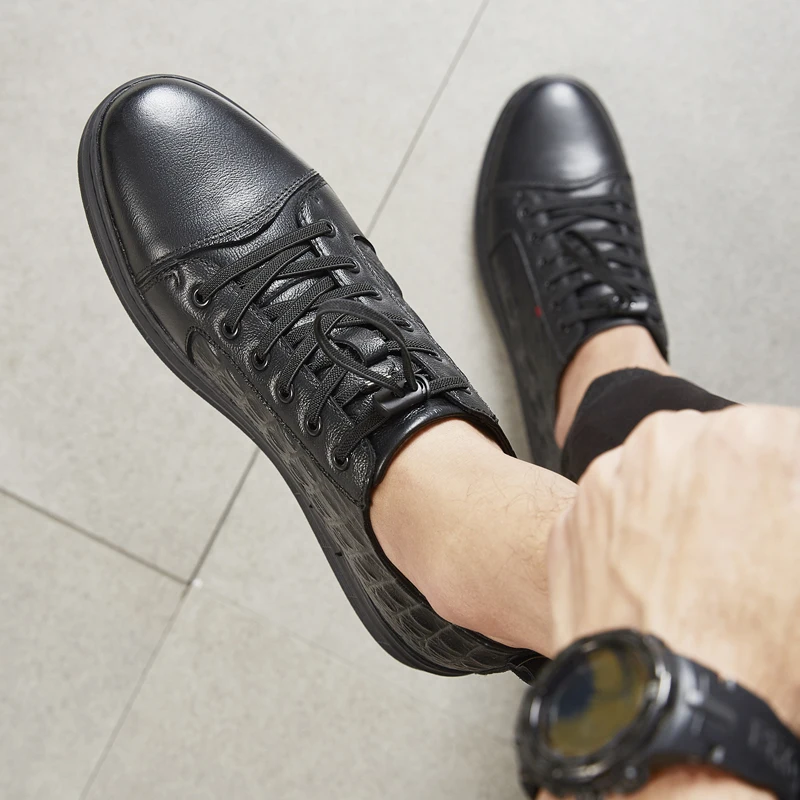 Кроссовки мужские из натуральной кожи на шнуровке Повседневная Удобная Уличная